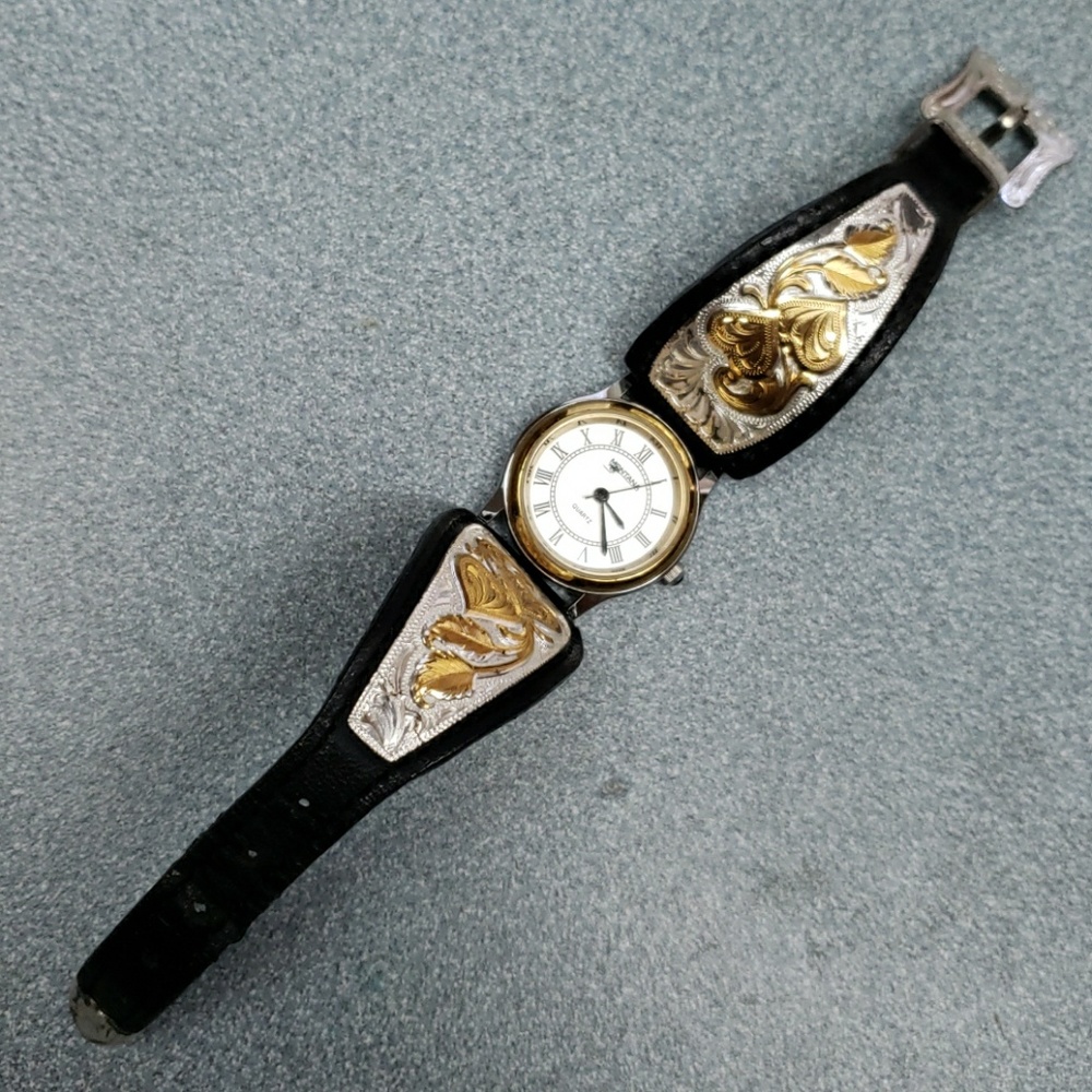 Montana Silversmiths Leather & Silver Watch